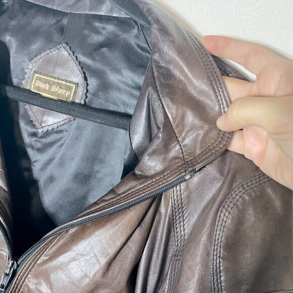 Vintage Black Sheep Brown Leather Bomber M - Picture 12 of 16
